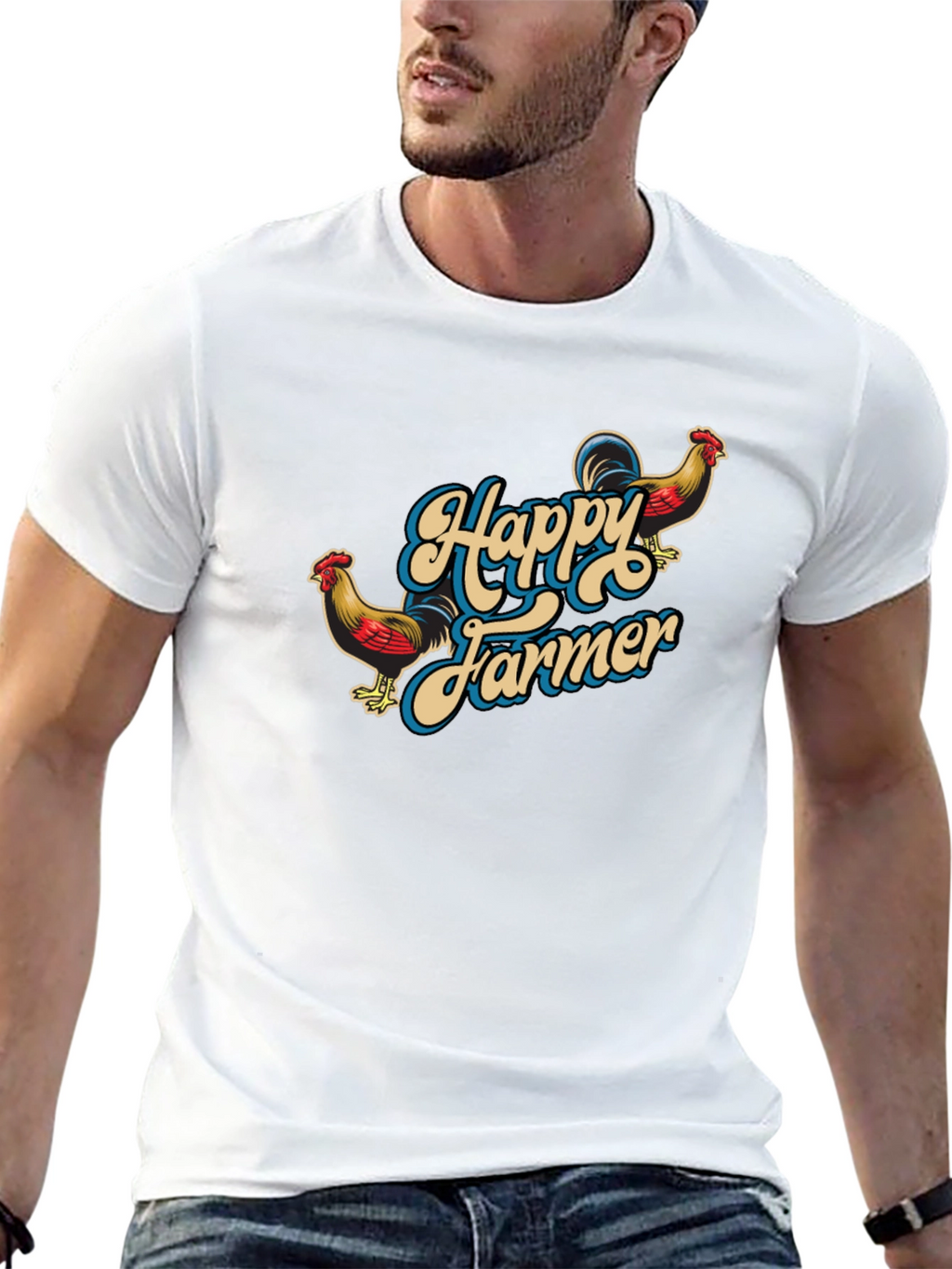 Happy Farmer Black Graphic T-Shirt