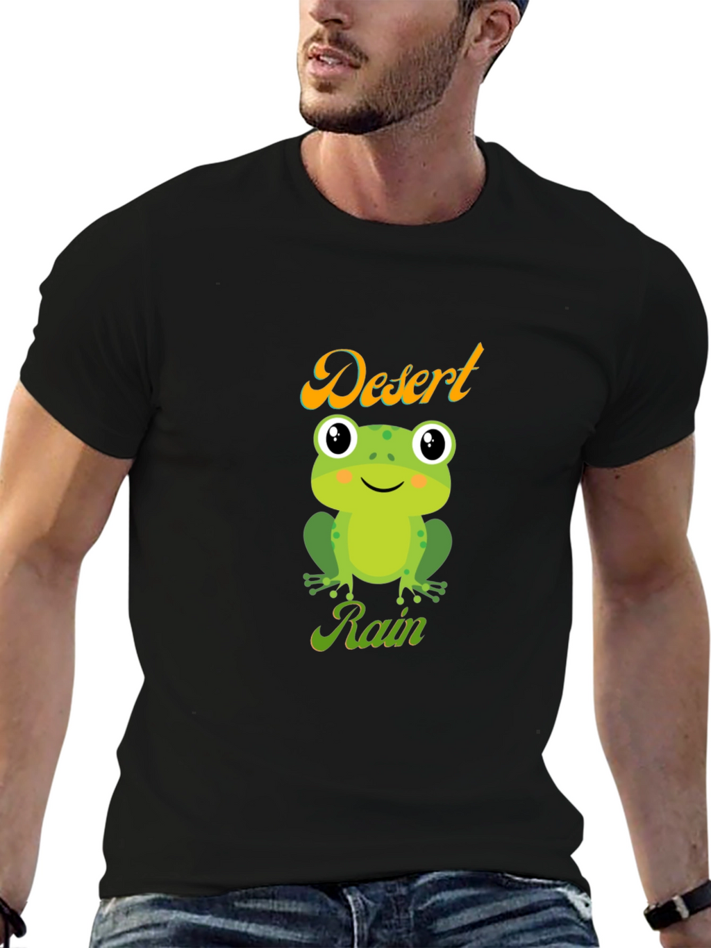 Desert Rain Frog Graphic Tee - Black Cotton T-Shirt