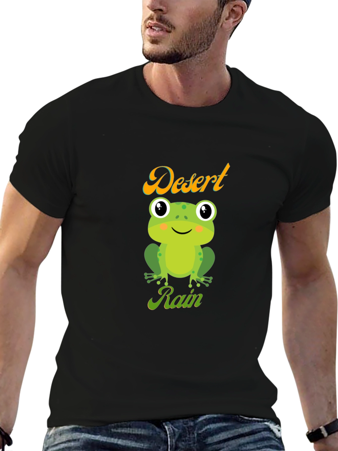 Desert Rain Frog Graphic Tee - Black Cotton T-Shirt