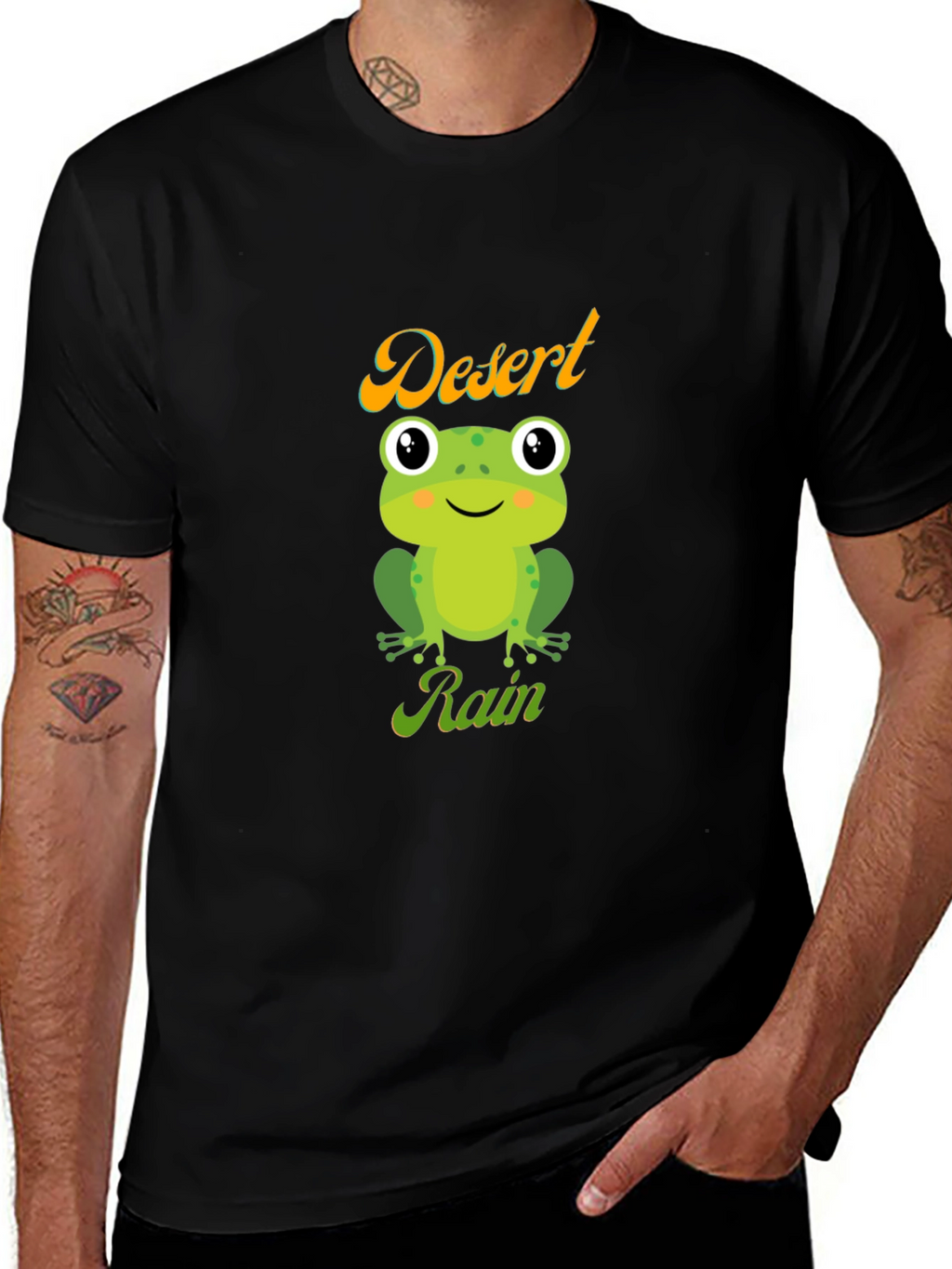 Desert Rain Frog Graphic Tee - Black Cotton T-Shirt