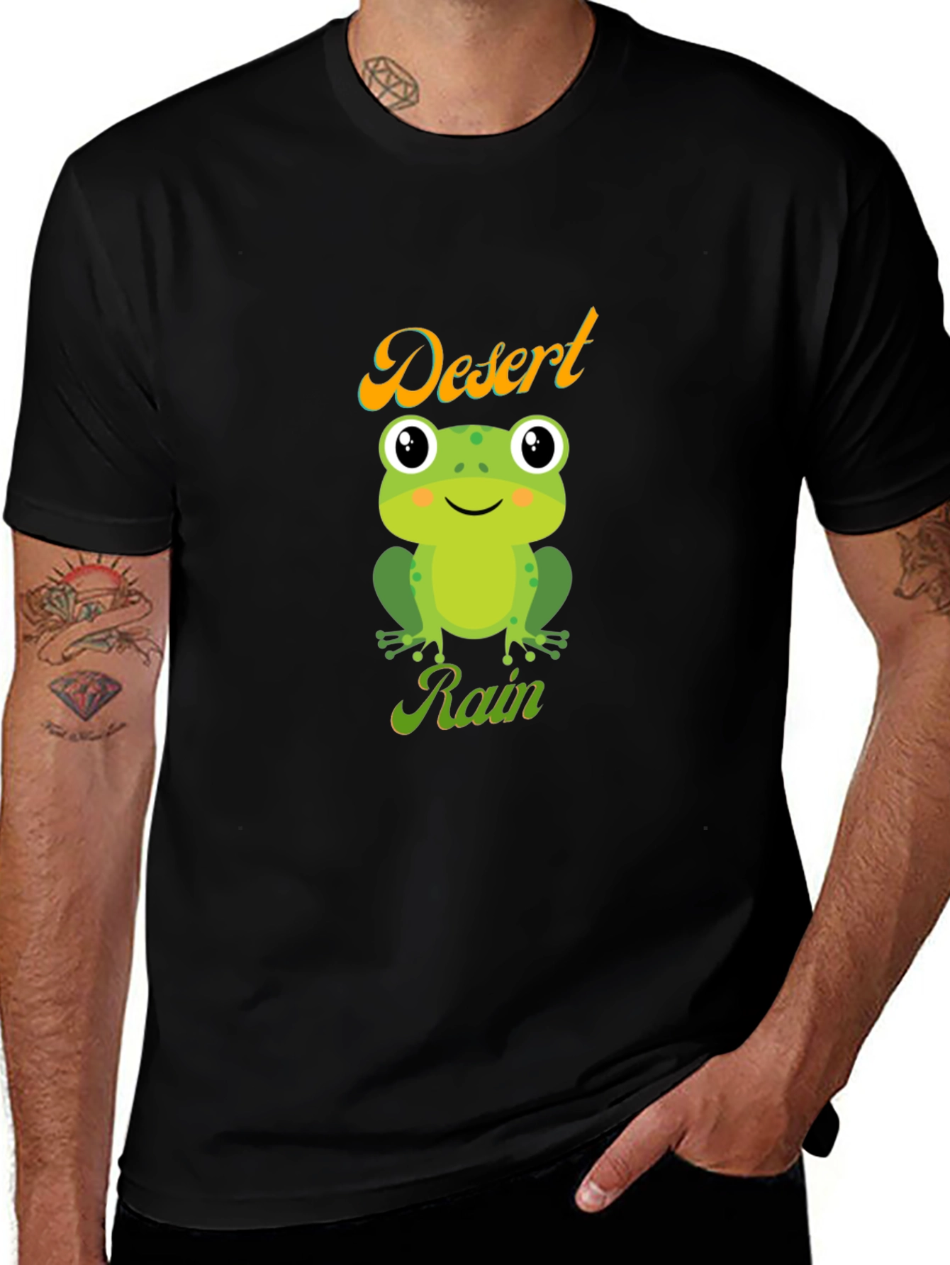 Desert Rain Frog Graphic Tee - Black Cotton T-Shirt