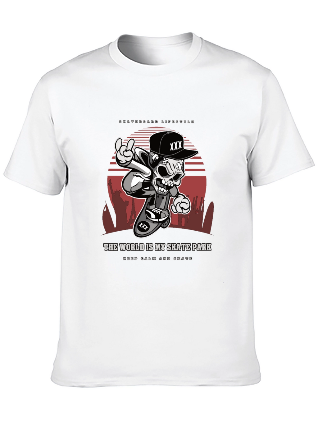 Skateboarding Lifestyle T-Shirt - Skull Design