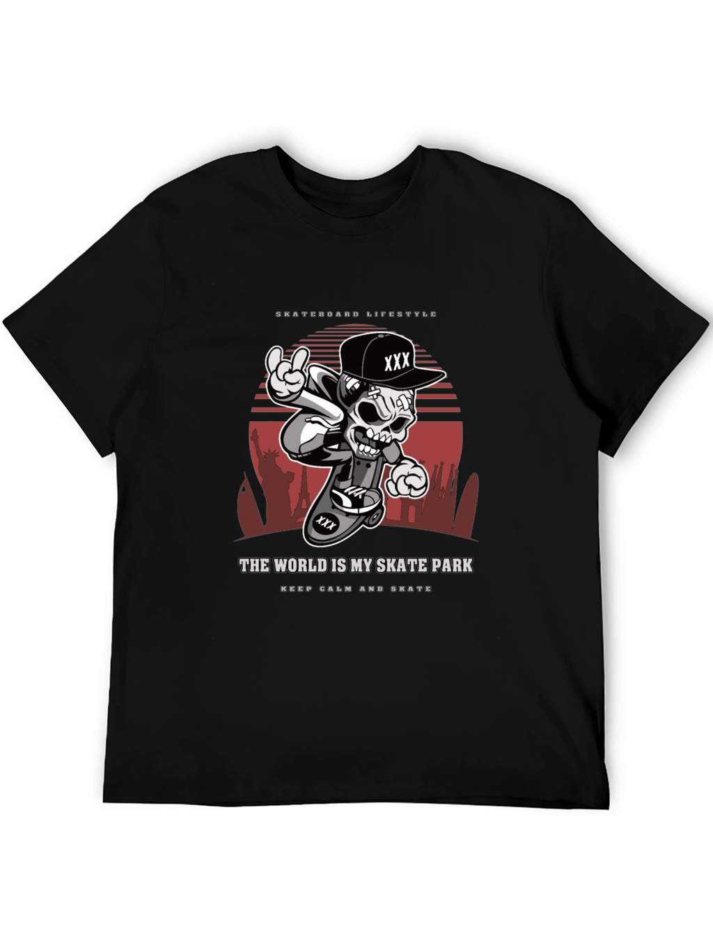 Skateboarding Lifestyle T-Shirt - Skull Design