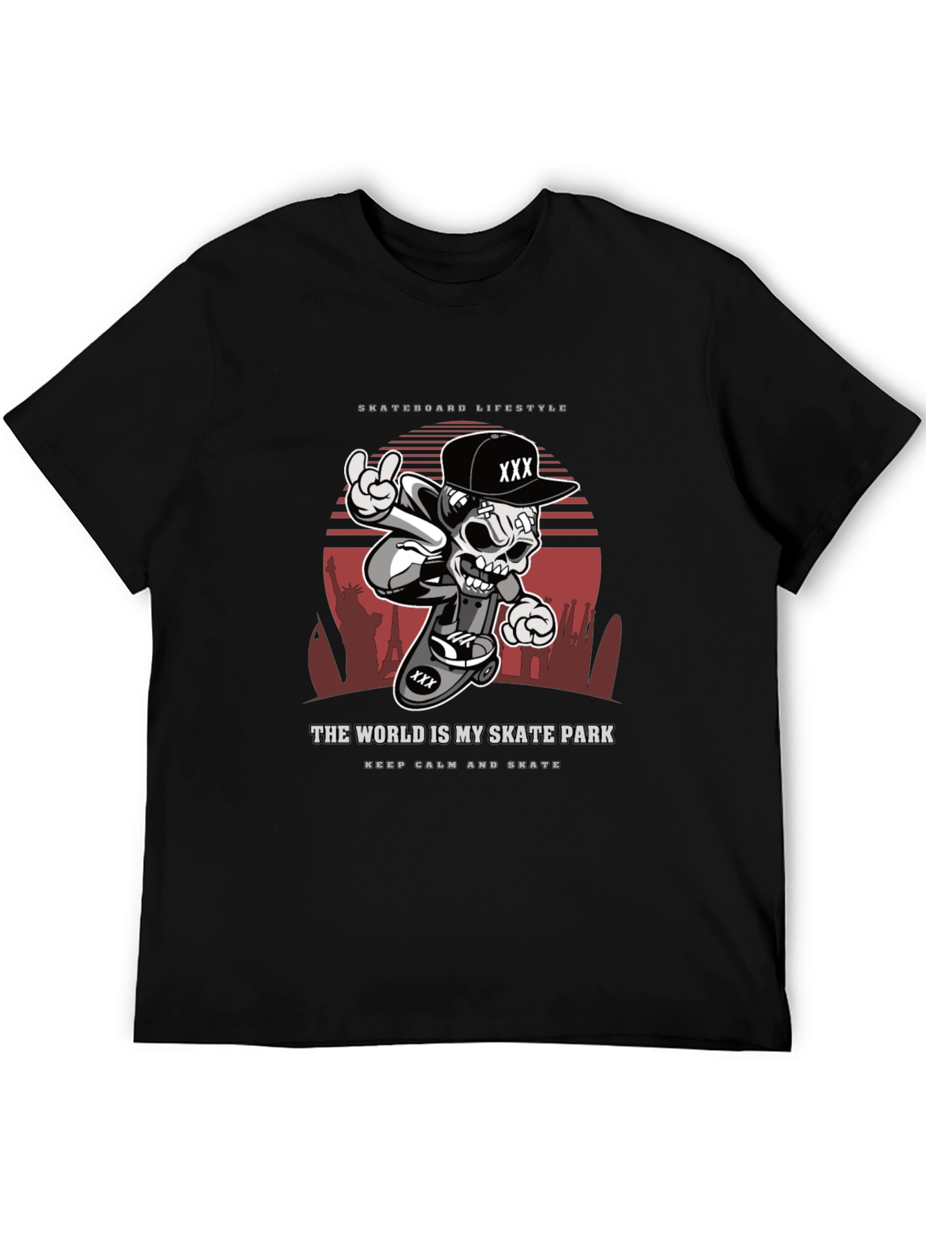 Skateboarding Lifestyle T-Shirt - Skull Design
