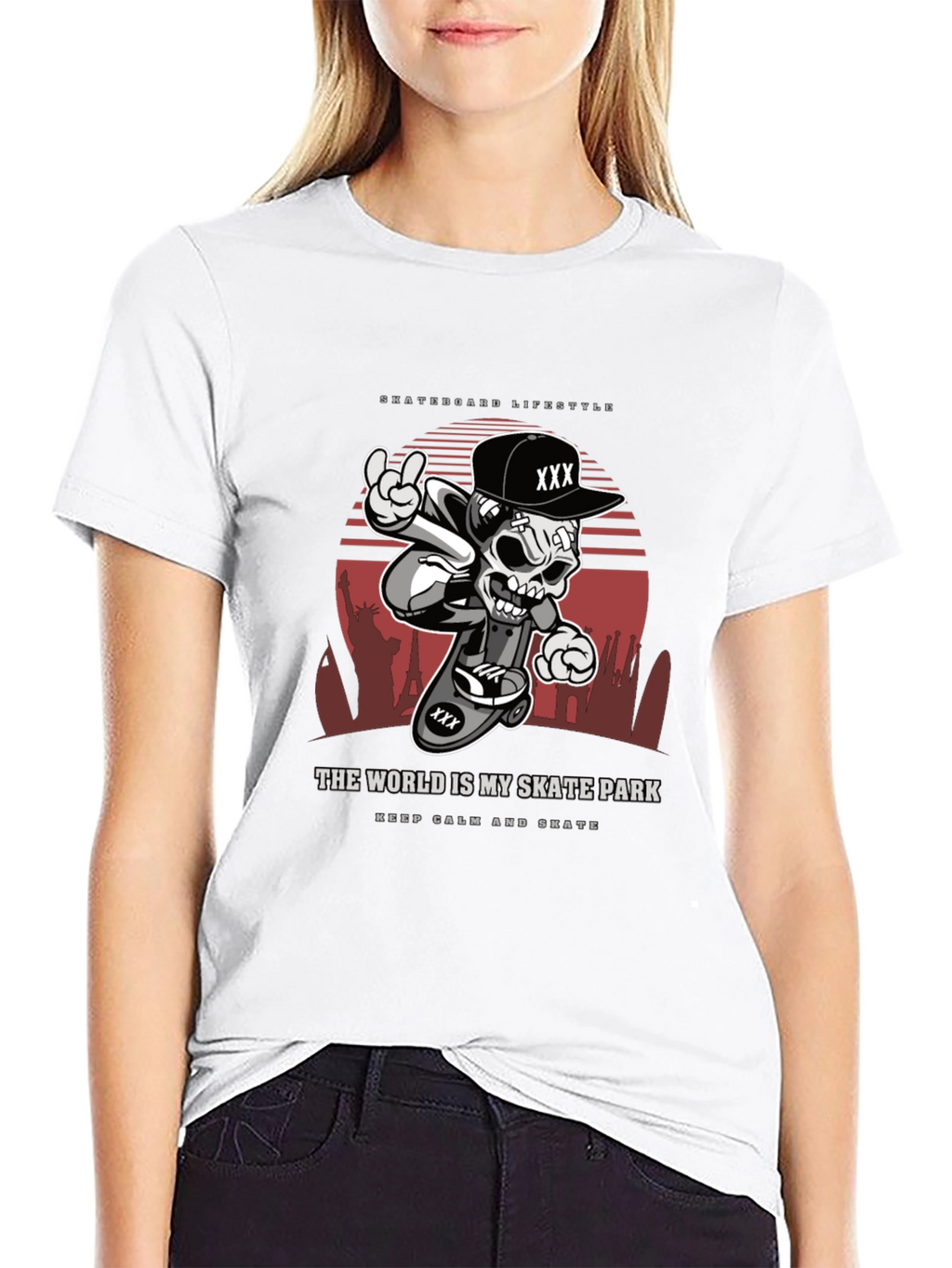 Skateboarding Lifestyle T-Shirt - Skull Design