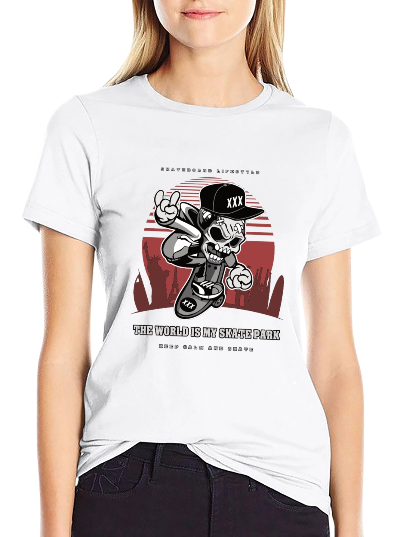 Skateboarding Lifestyle T-Shirt - Skull Design