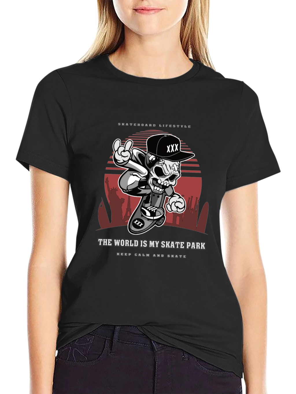 Skateboarding Lifestyle T-Shirt - Skull Design