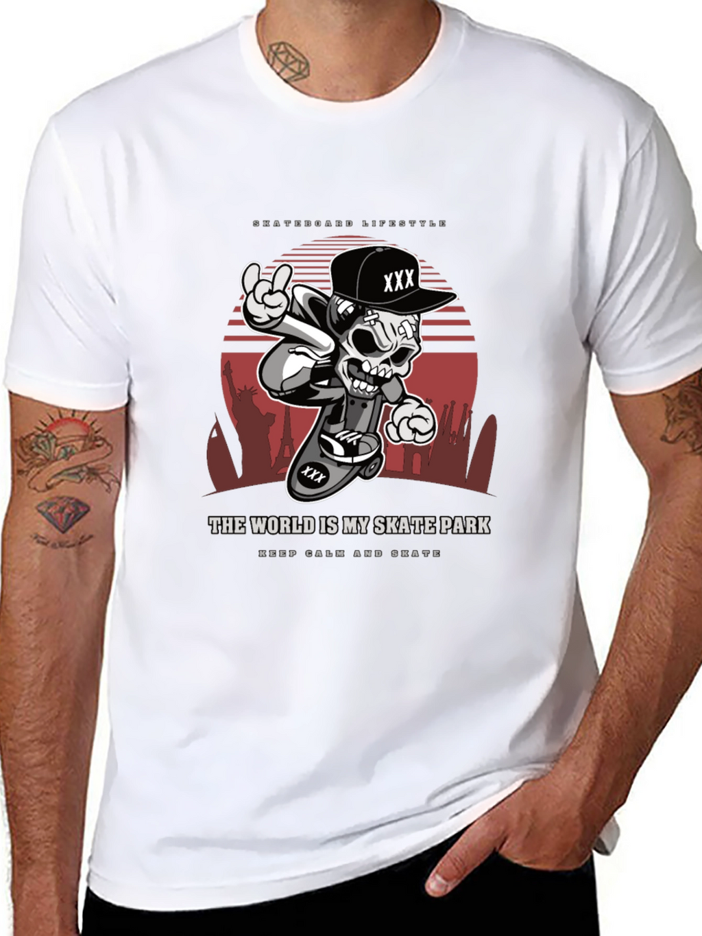 Skateboarding Lifestyle T-Shirt - Skull Design
