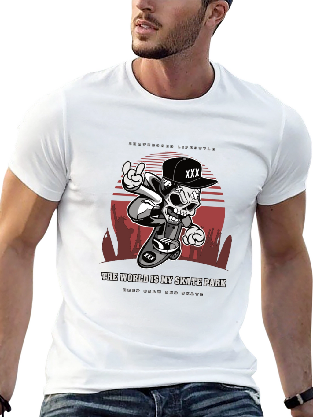 Skateboarding Lifestyle T-Shirt - Skull Design