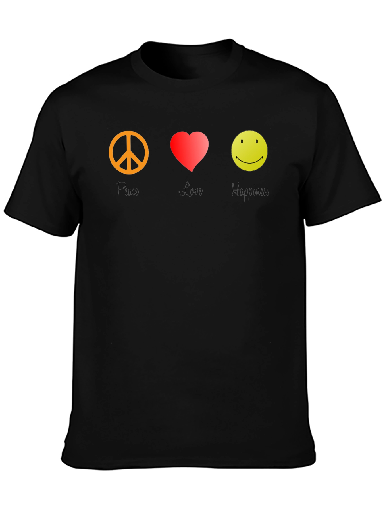 Peace Love Happy Graphic Tee - Black T-Shirt