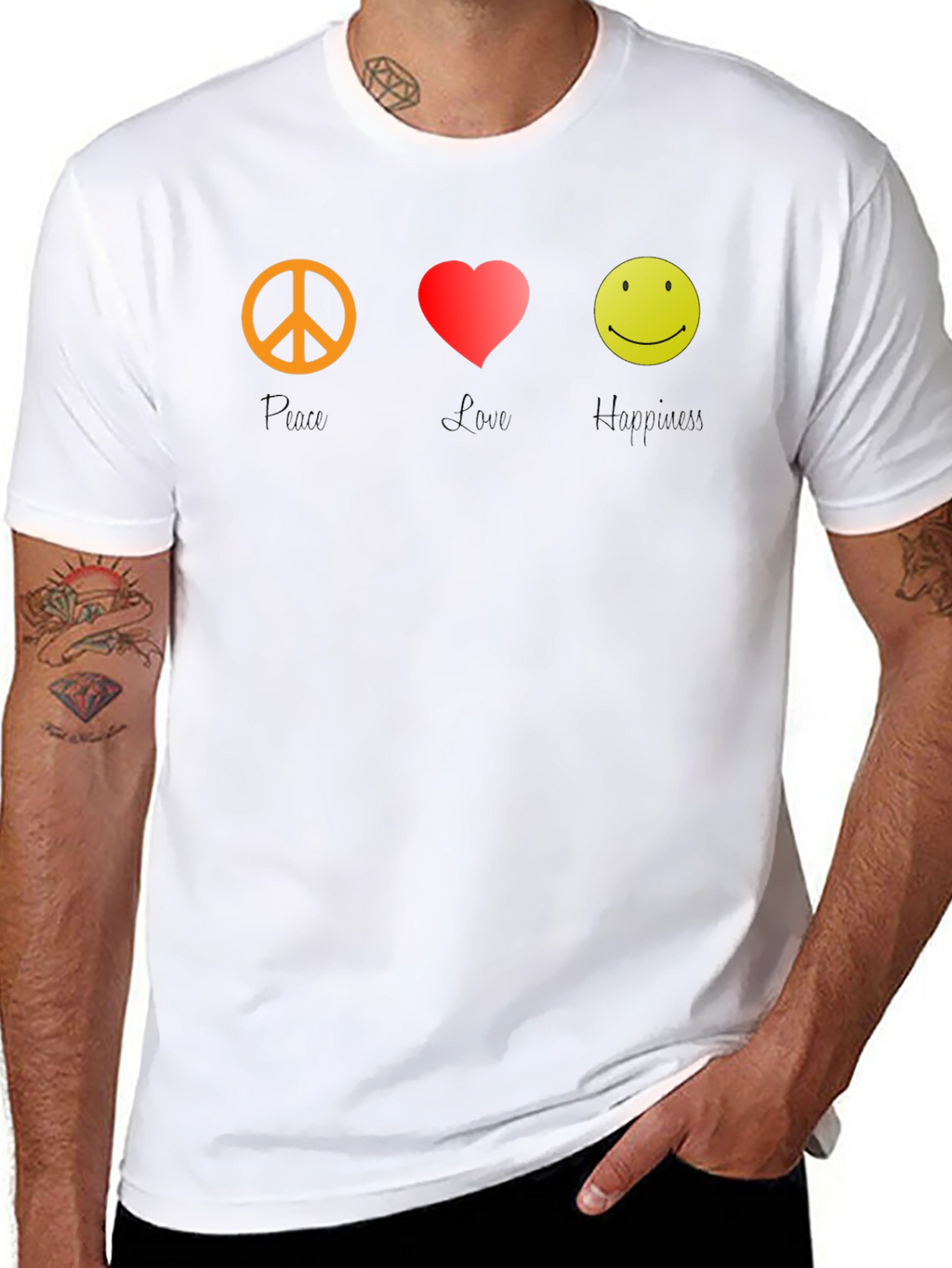 Peace Love Happy Graphic Tee - Black T-Shirt