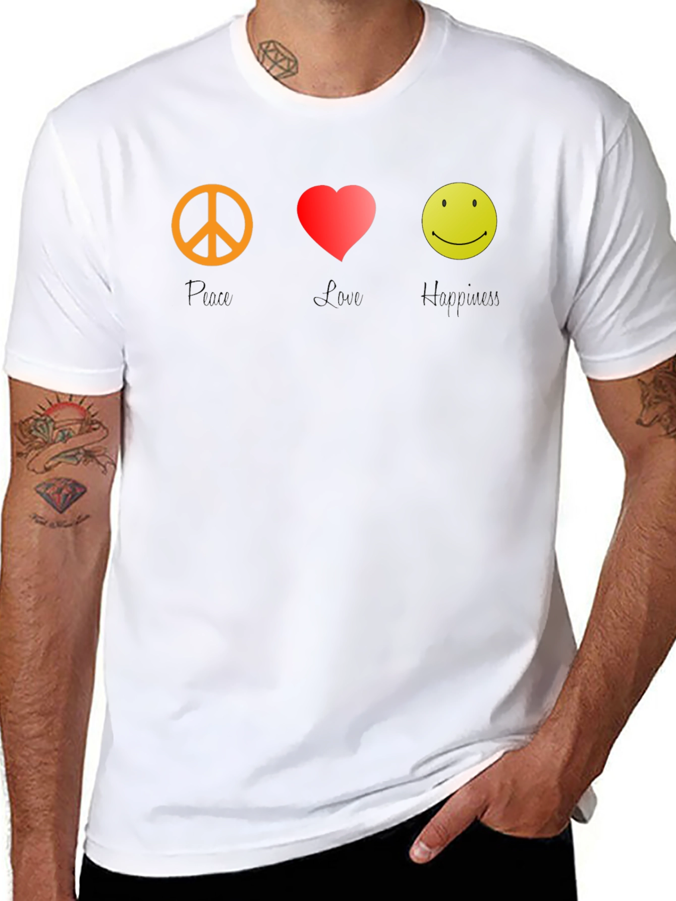Peace Love Happy Graphic Tee - Black T-Shirt