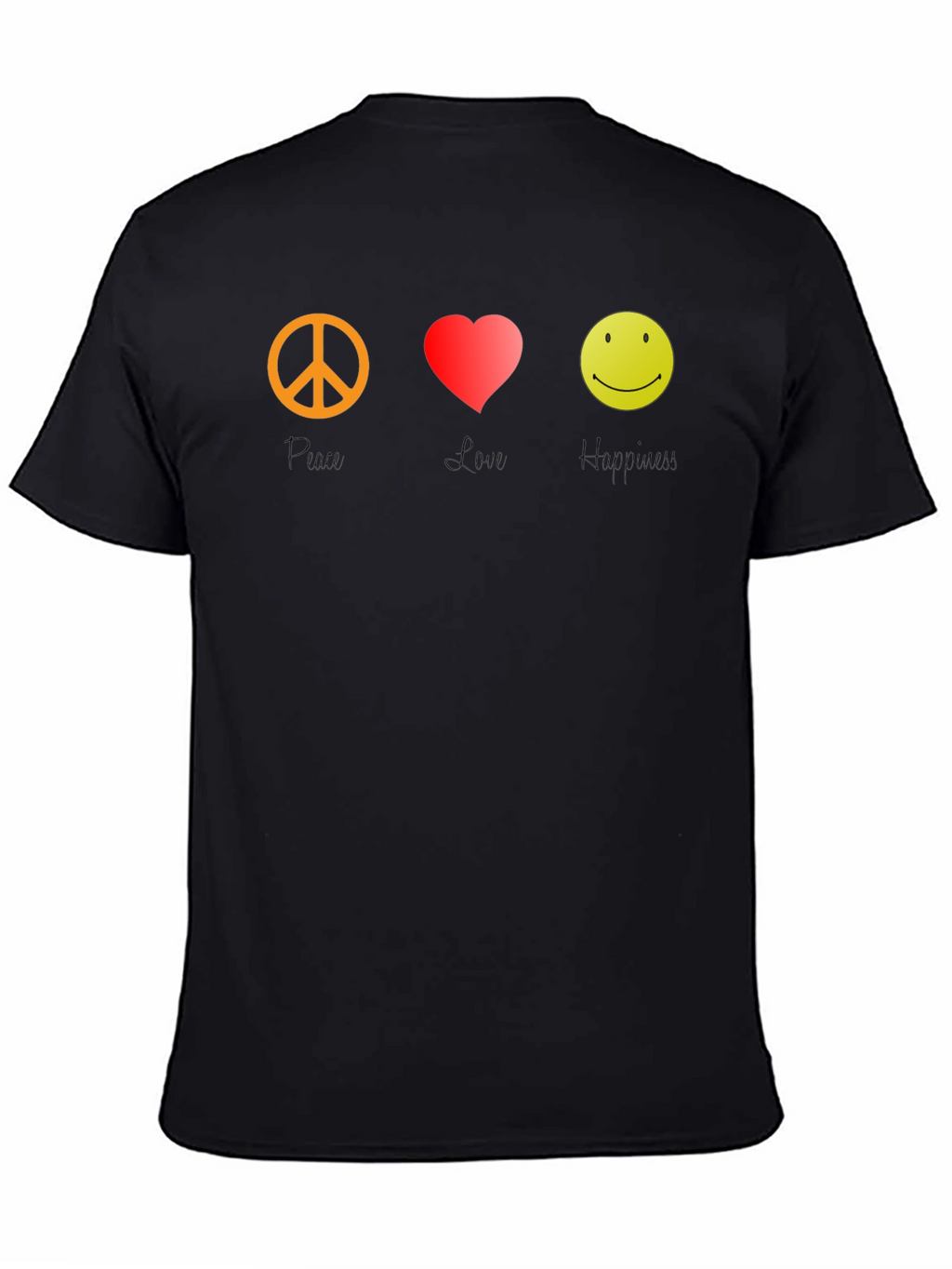 Peace Love Happy Graphic Tee - Black T-Shirt