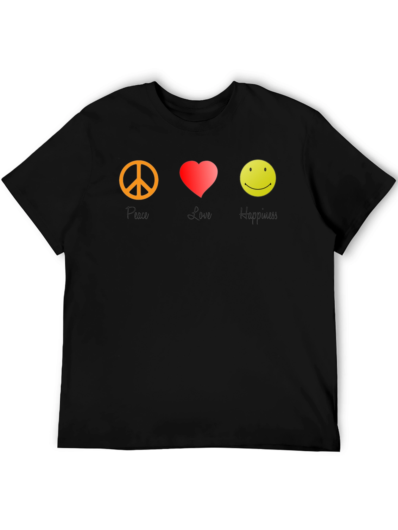 Peace Love Happy Graphic Tee - Black T-Shirt