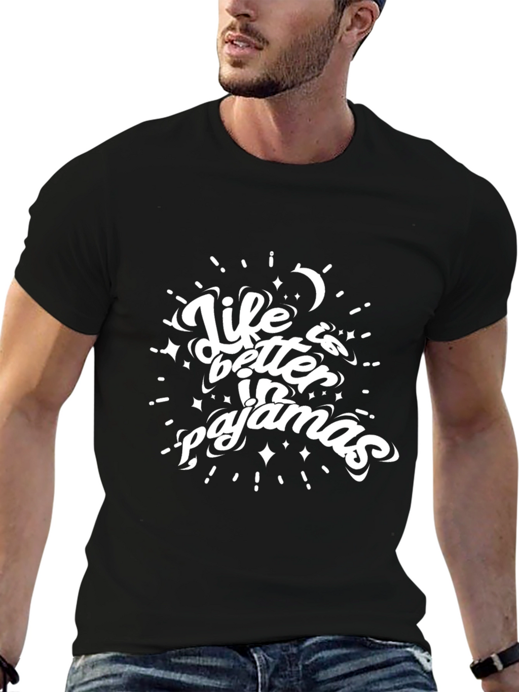 Life is Better in Pajamas Black T-Shirt