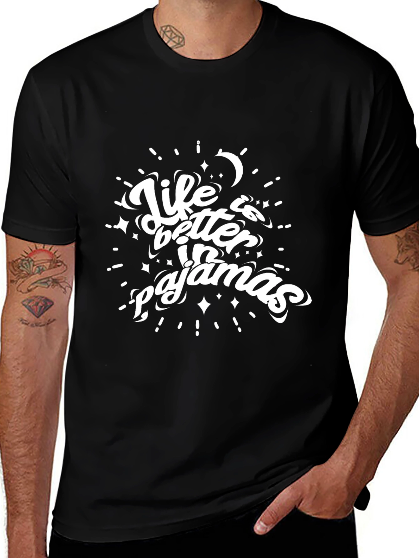 Life is Better in Pajamas Black T-Shirt
