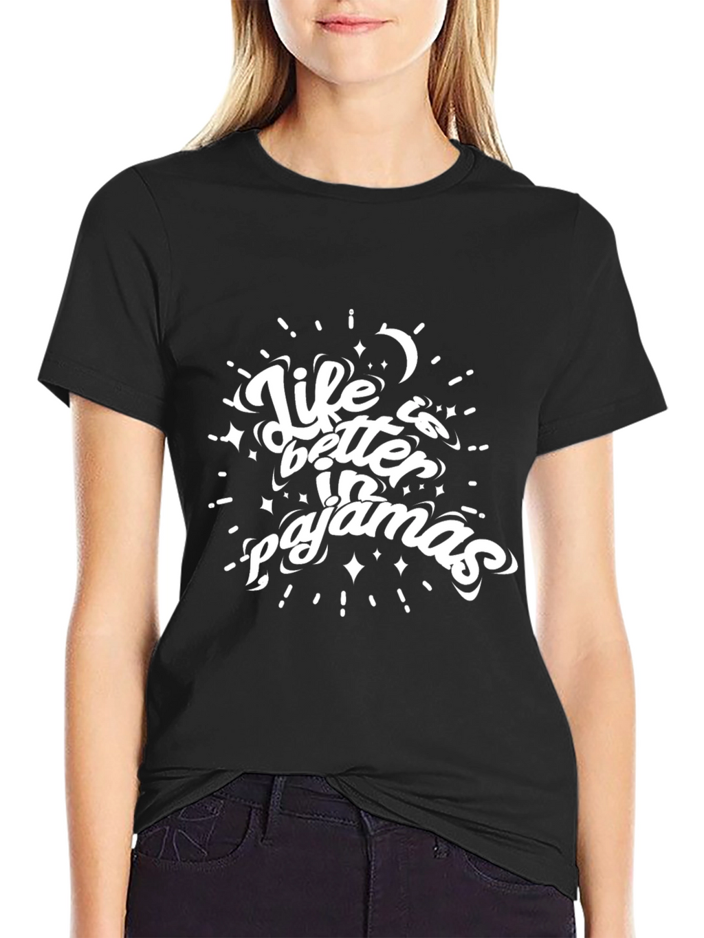 Life is Better in Pajamas Black T-Shirt