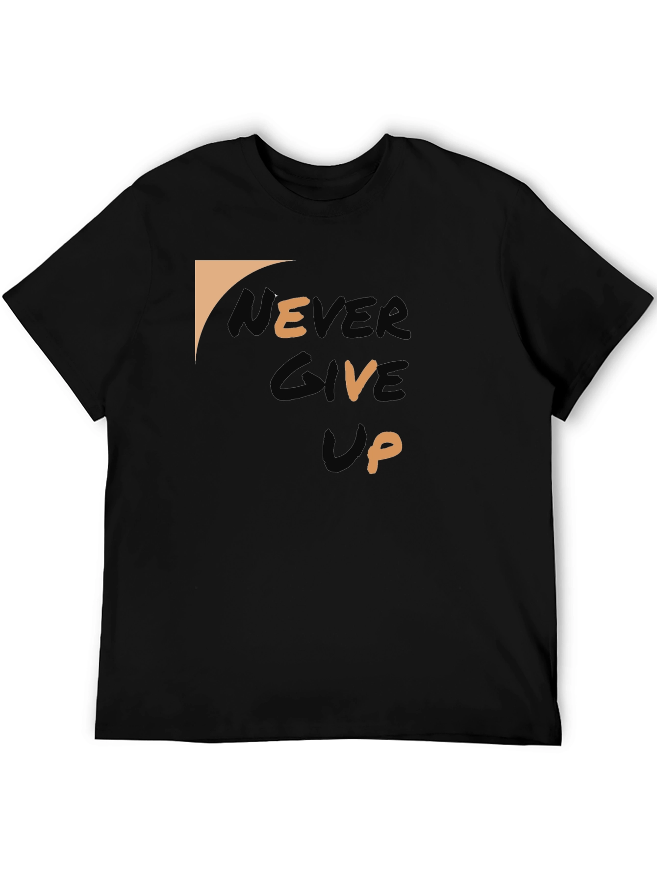 Never Give Up Black Graphic Tee