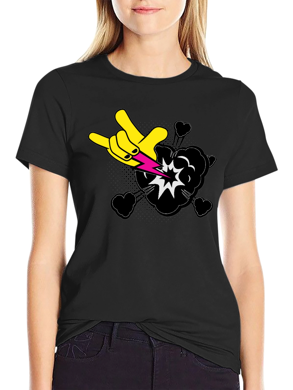 Rock On Graphic Black T-Shirt