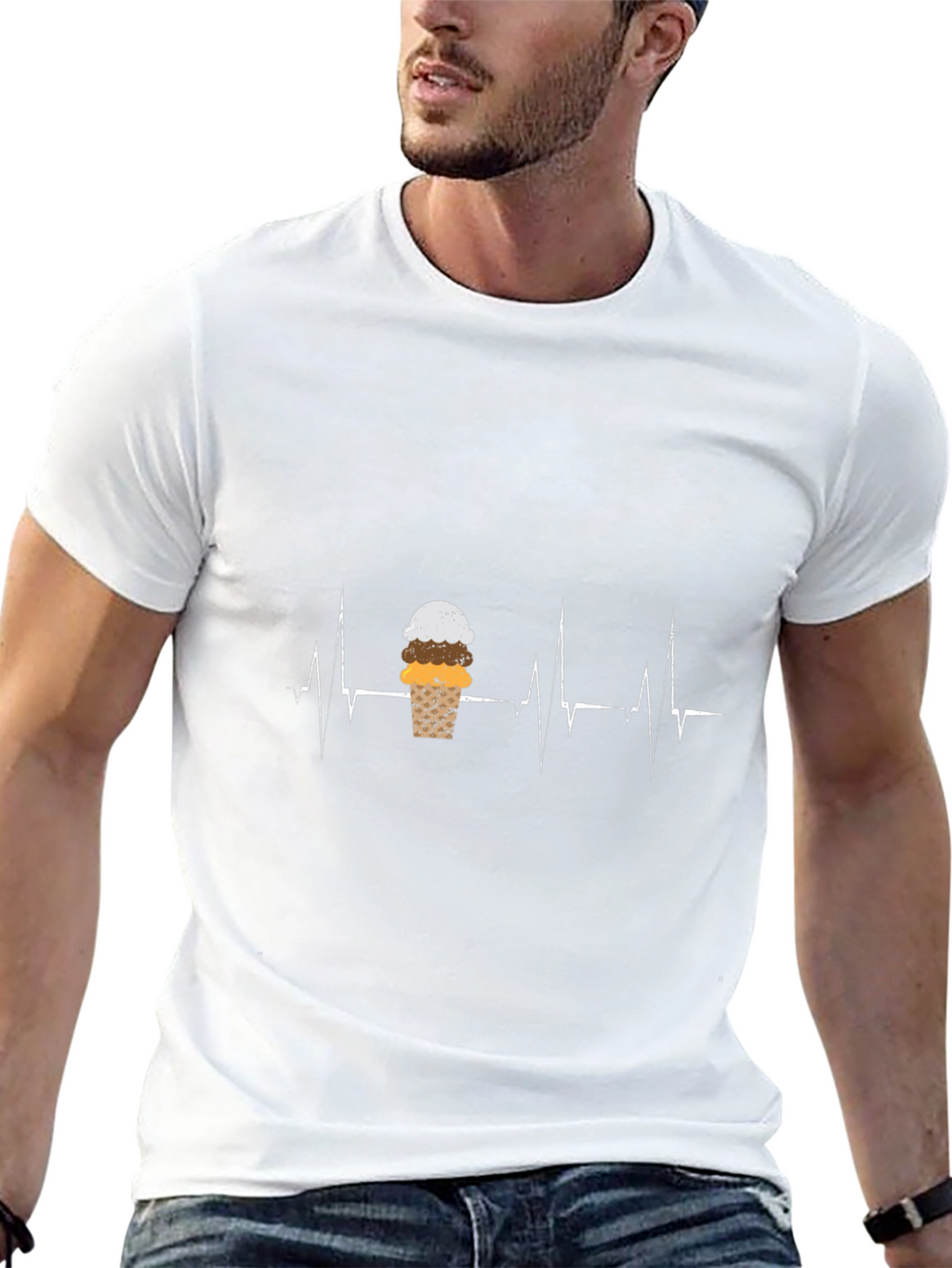 Ice Cream Heartbeat Graphic Tee - Black