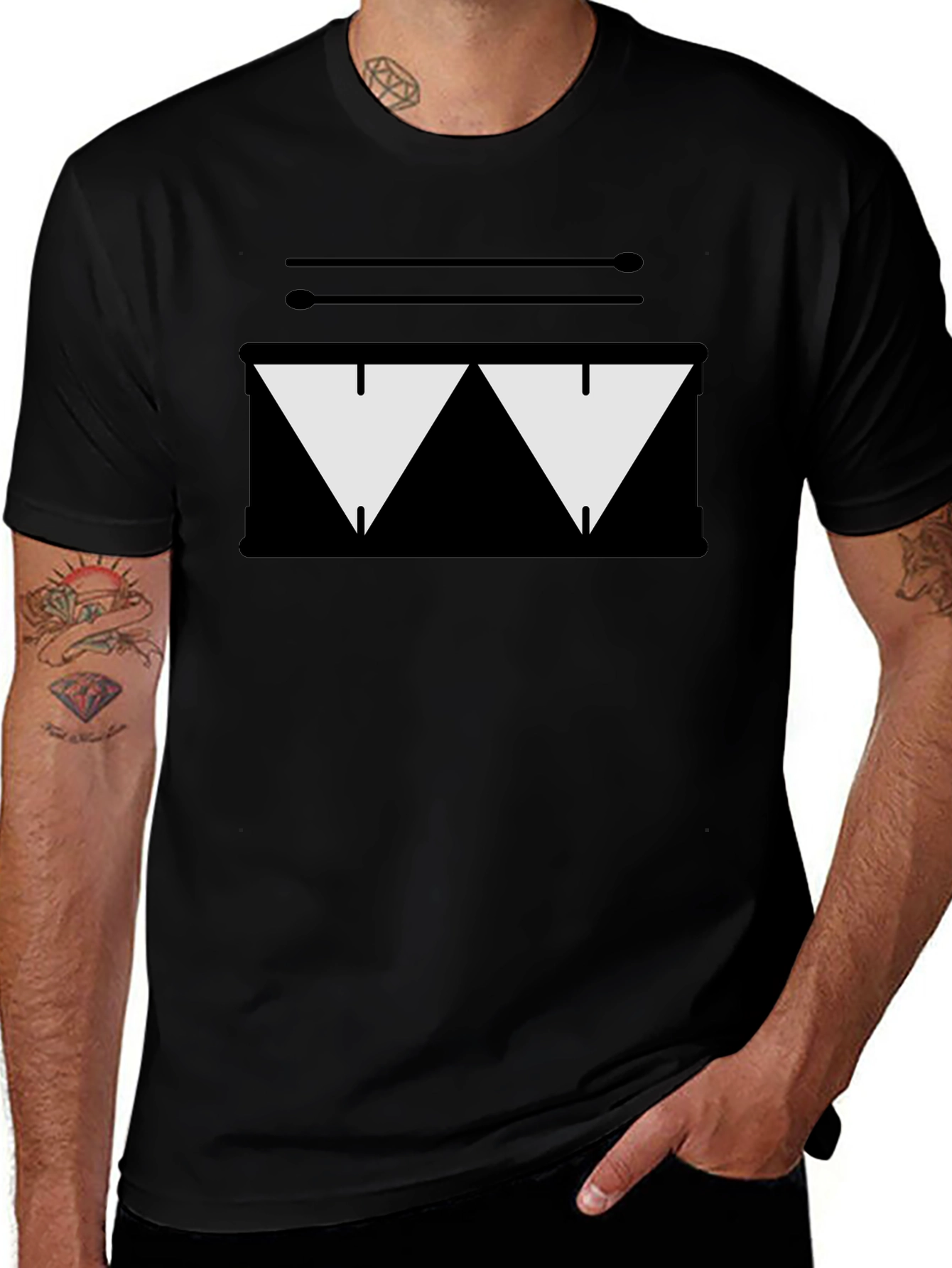 Drum Kit Graphic Tee - Black T-Shirt
