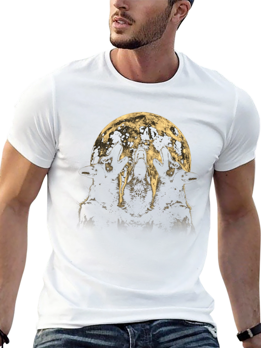 Wolf Howl Moon Graphic Tee - Black