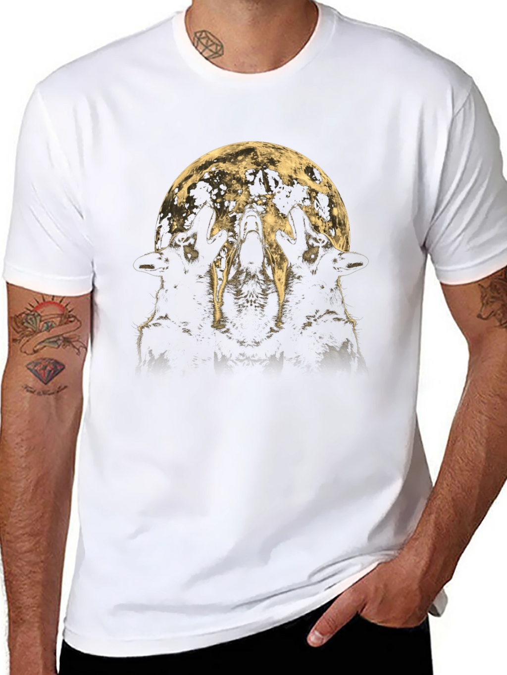 Wolf Howl Moon Graphic Tee - Black