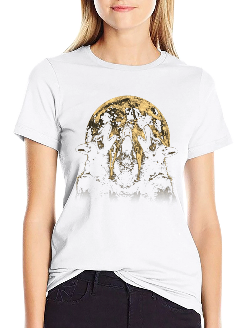 Wolf Howl Moon Graphic Tee - Black