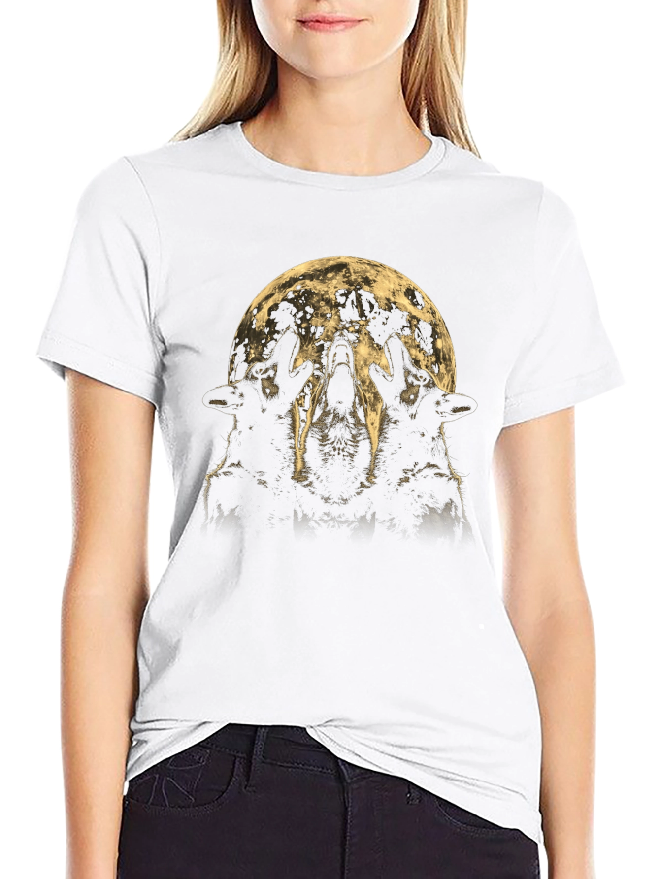 Wolf Howl Moon Graphic Tee - Black