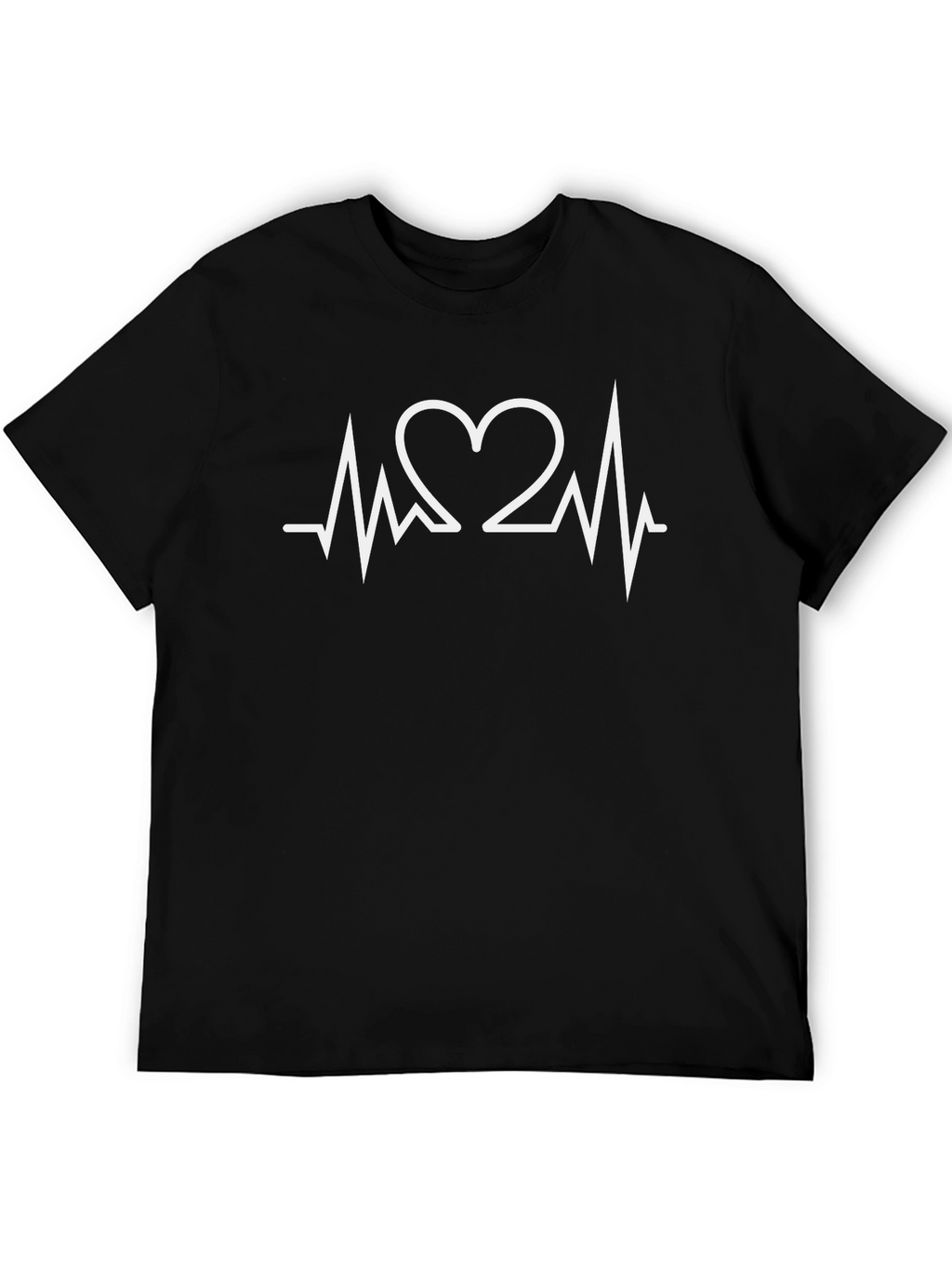 Heartbeat Love Graphic Tee - Black Crew Neck