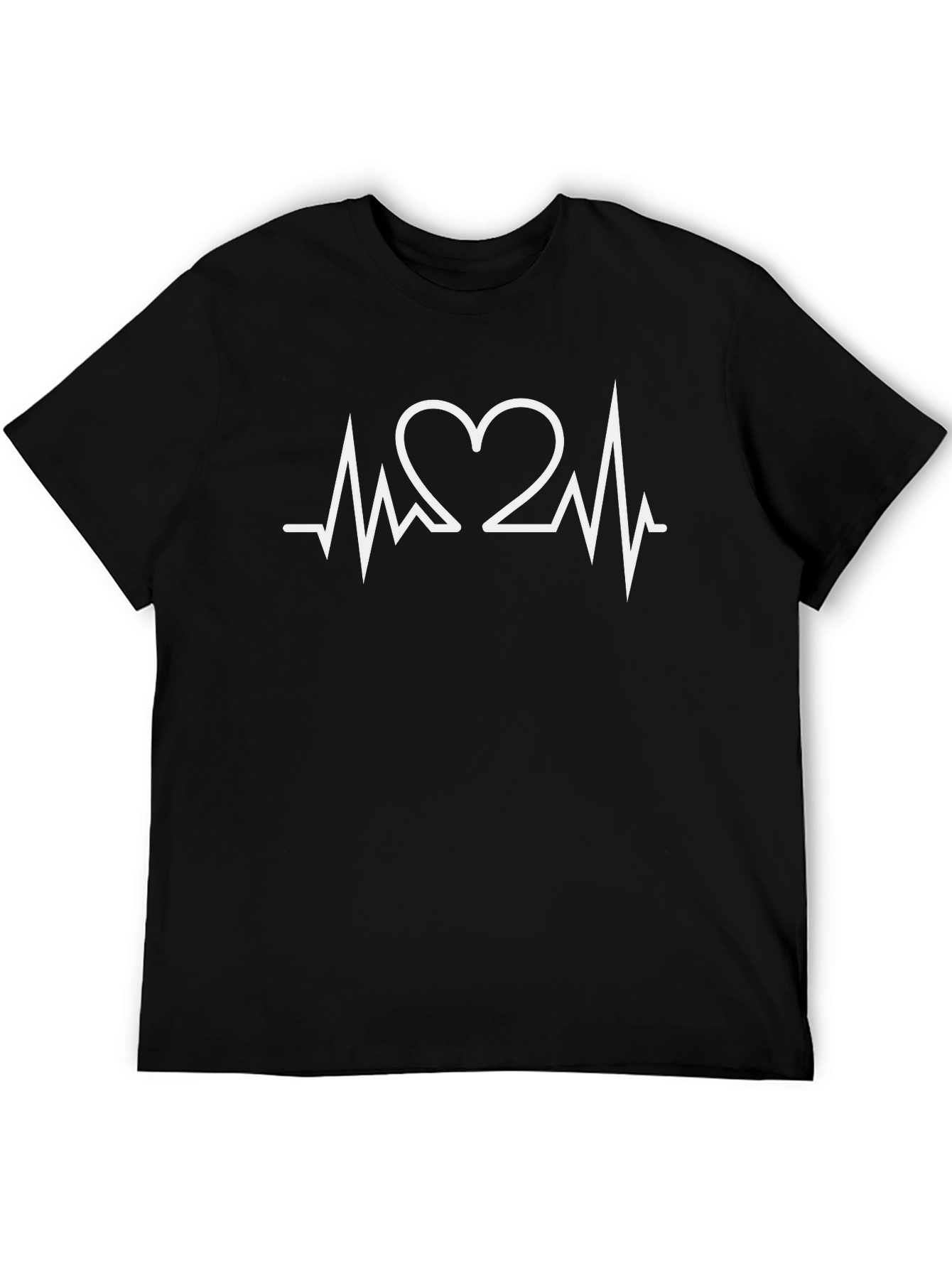 Heartbeat Love Graphic Tee - Black Crew Neck