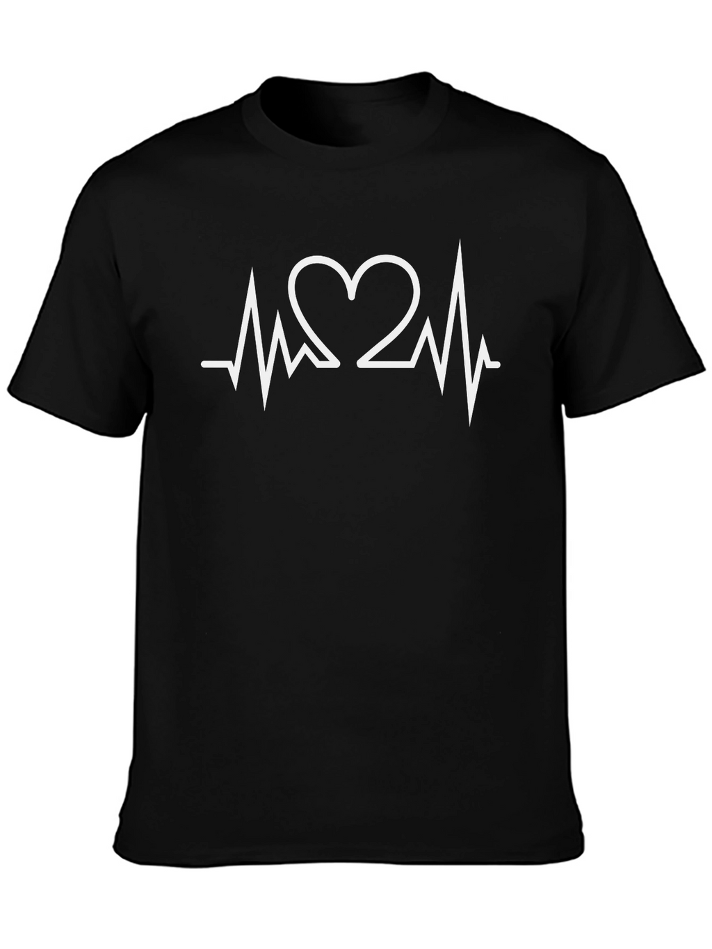 Heartbeat Love Graphic Tee - Black Crew Neck