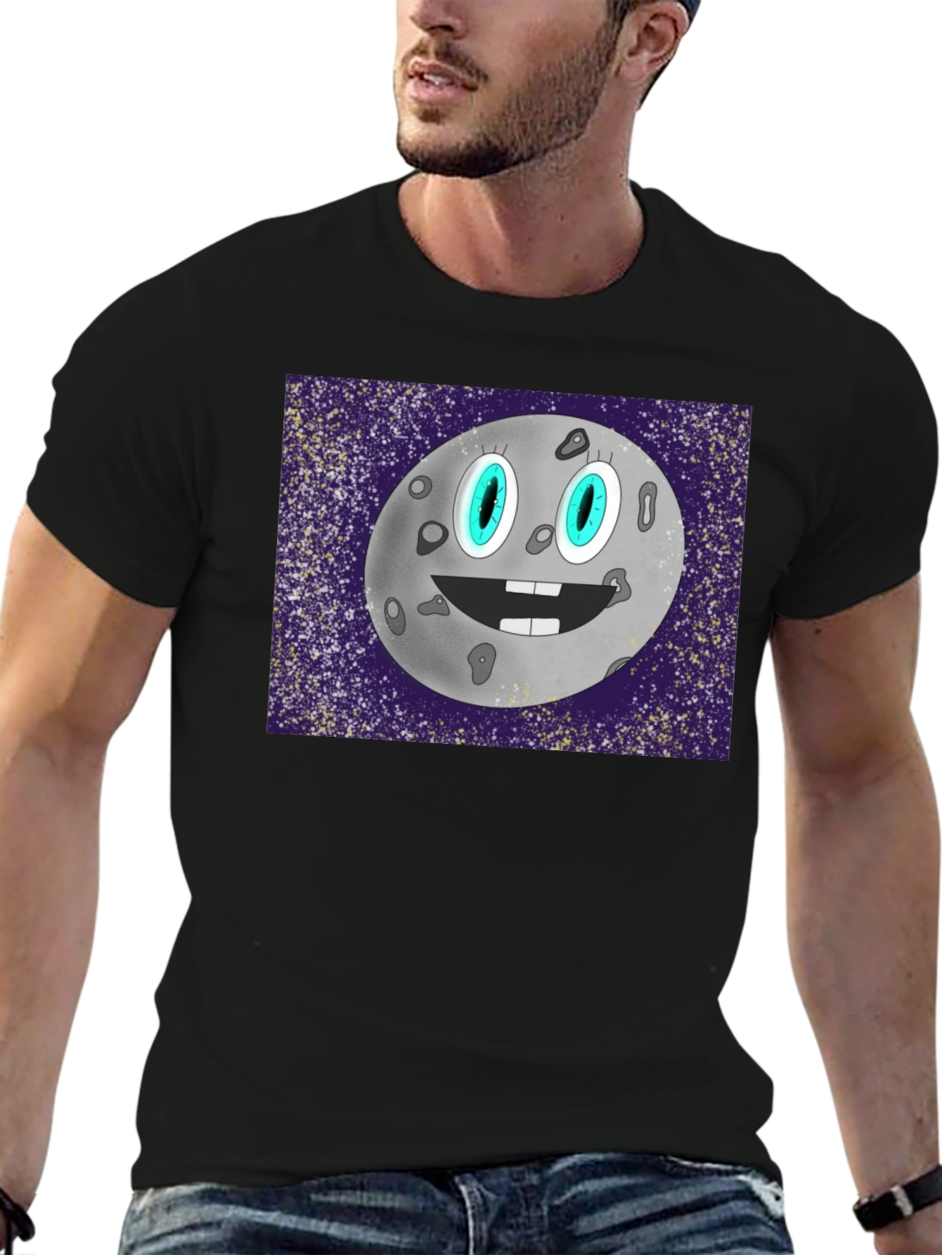 Cartoon Moon Graphic T-Shirt