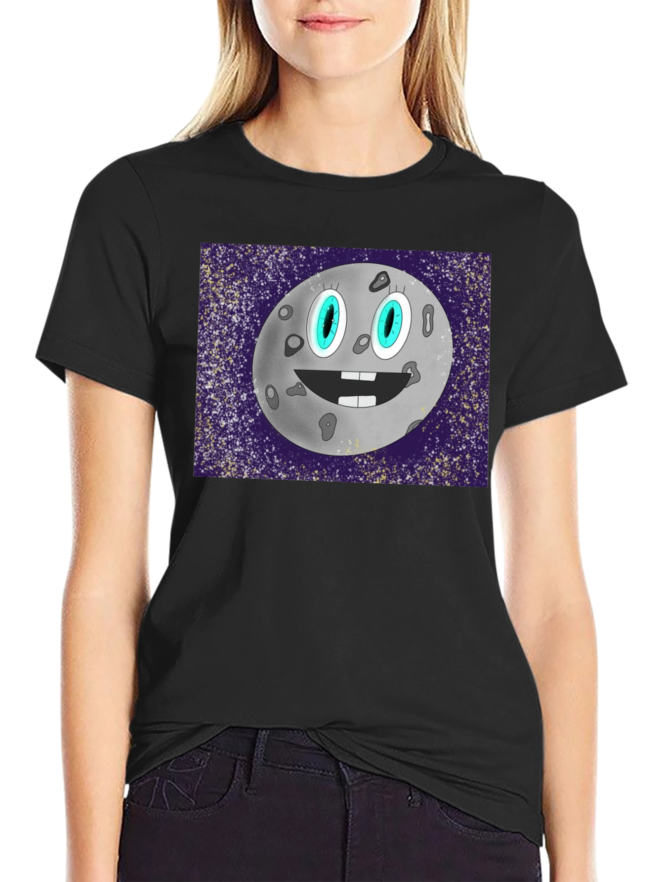 Cartoon Moon Graphic T-Shirt