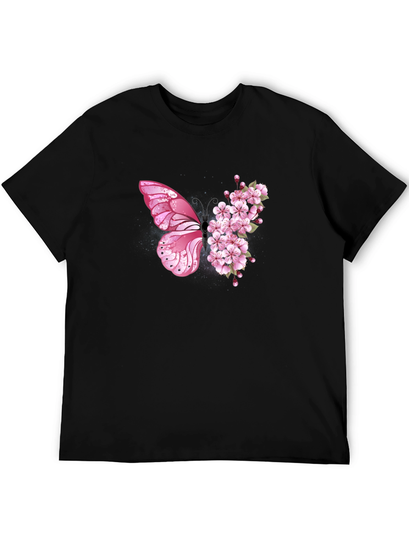 Butterfly Floral Graphic Tee - Black Unisex T-Shirt