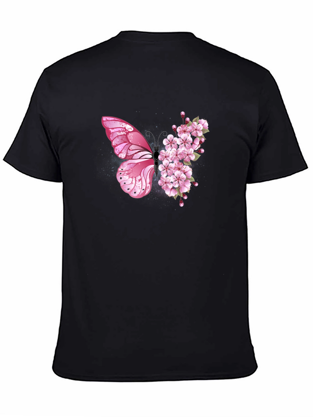 Butterfly Floral Graphic Tee - Black Unisex T-Shirt
