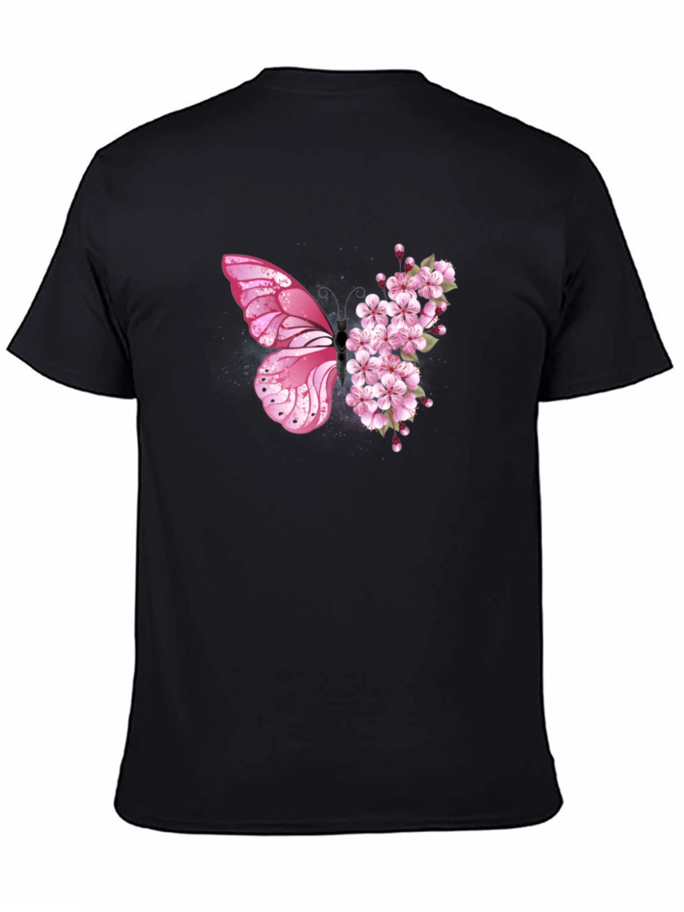 Butterfly Floral Graphic Tee - Black Unisex T-Shirt