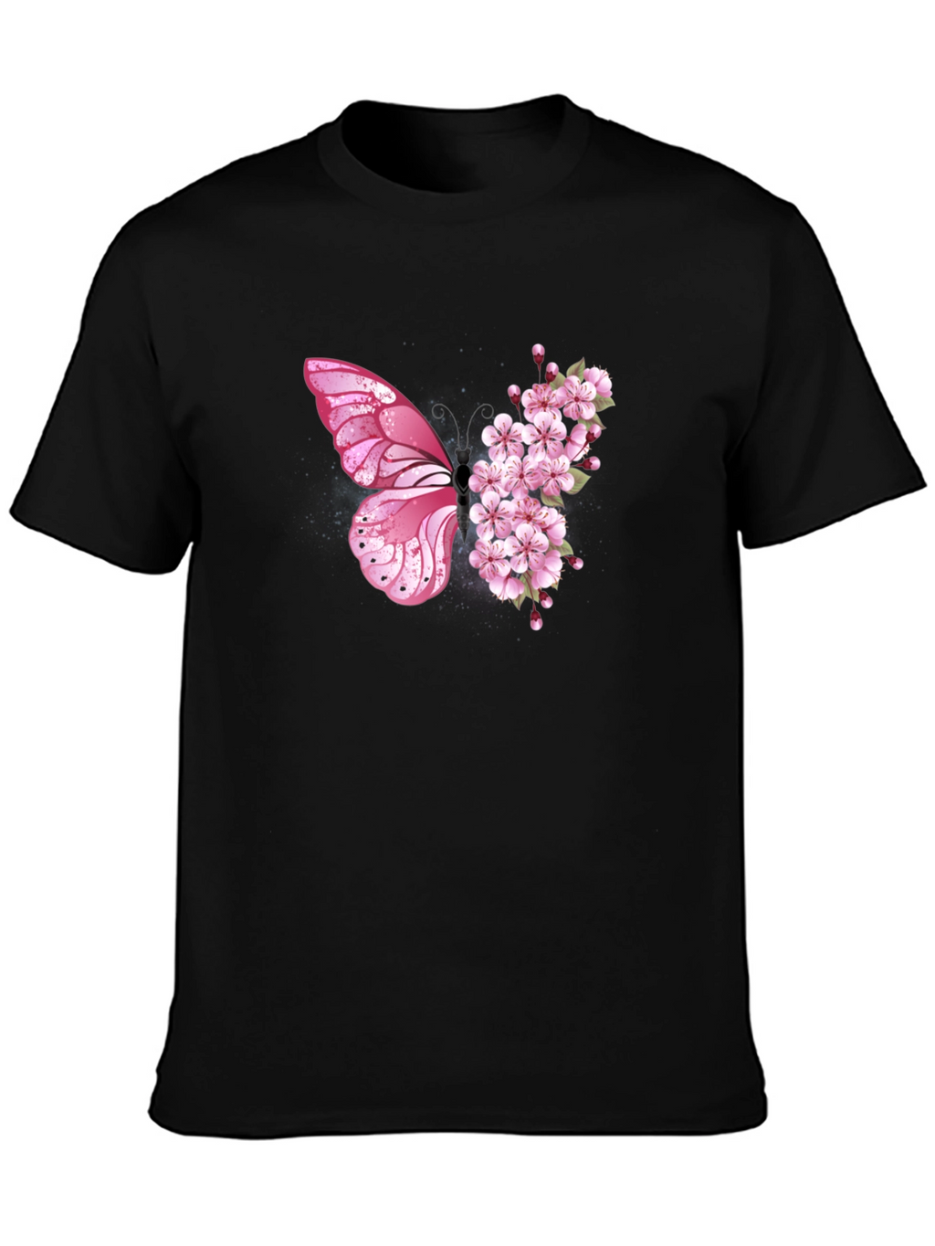 Butterfly Floral Graphic Tee - Black Unisex T-Shirt
