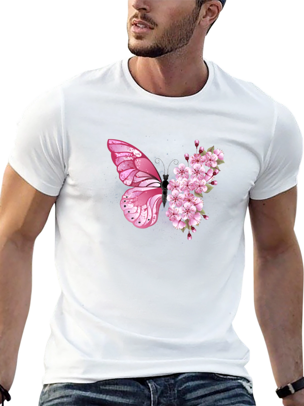 Butterfly Floral Graphic Tee - Black Unisex T-Shirt