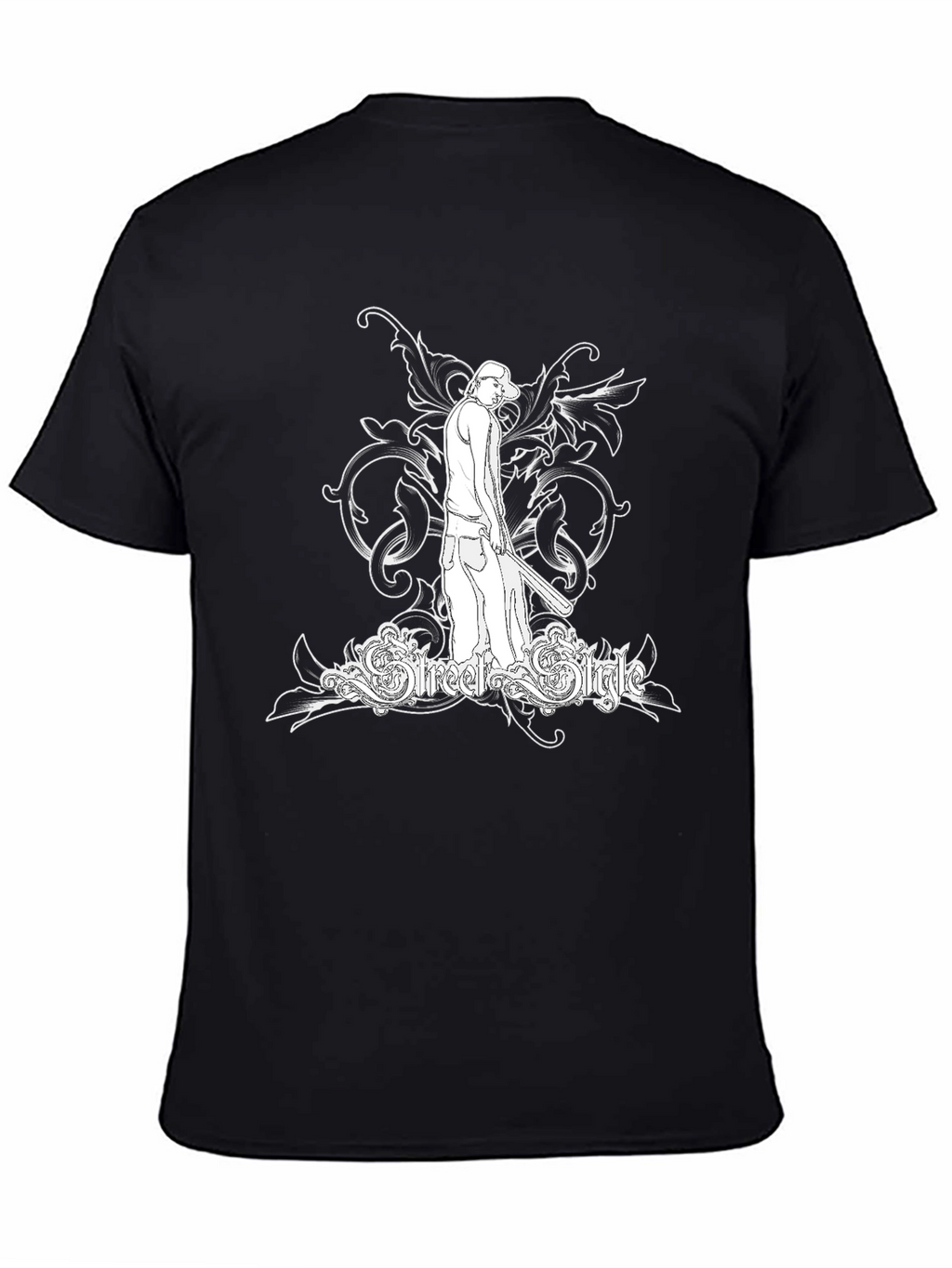 Street Style Graphic Tee - Black Cotton T-Shirt