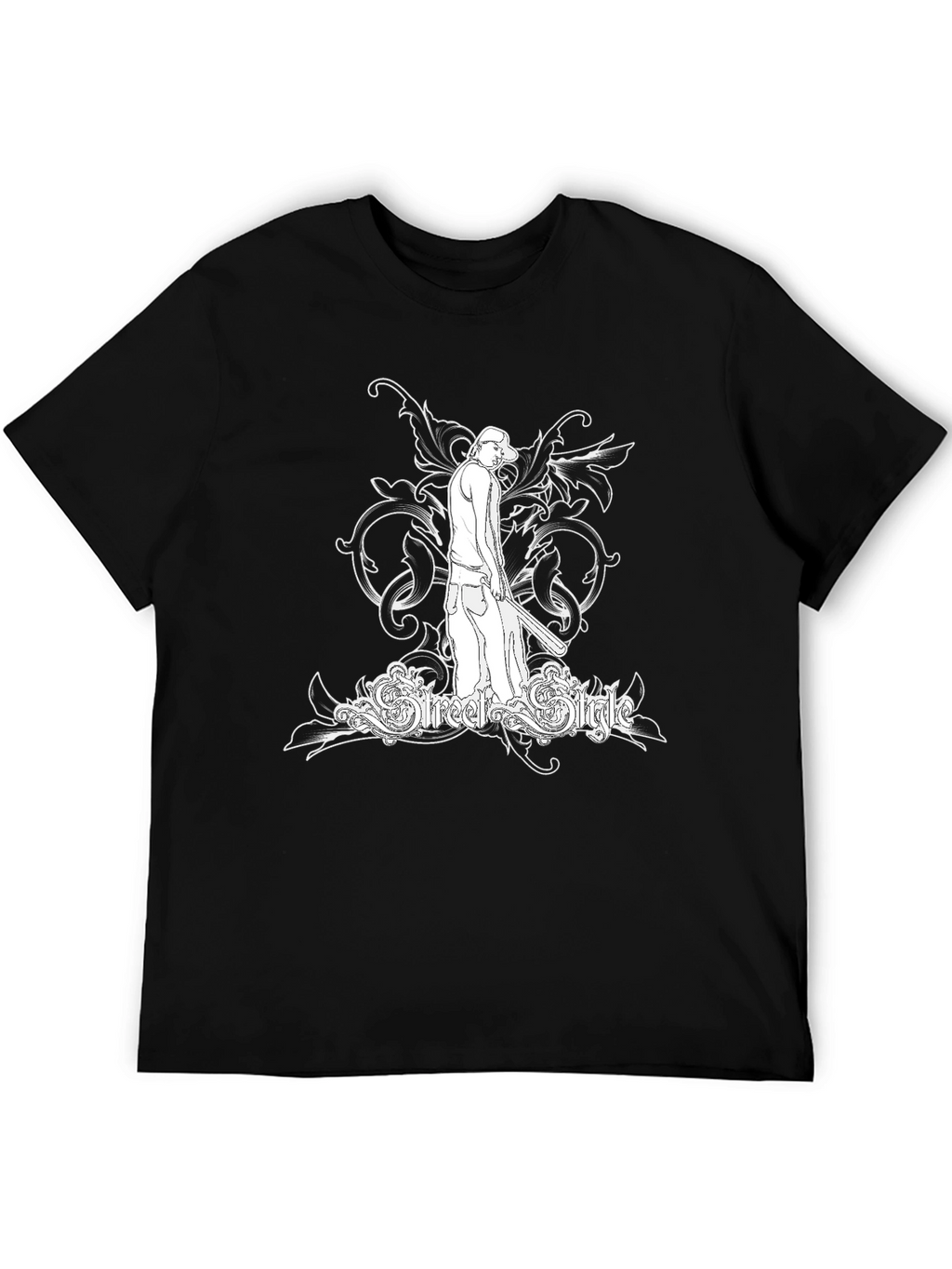 Street Style Graphic Tee - Black Cotton T-Shirt