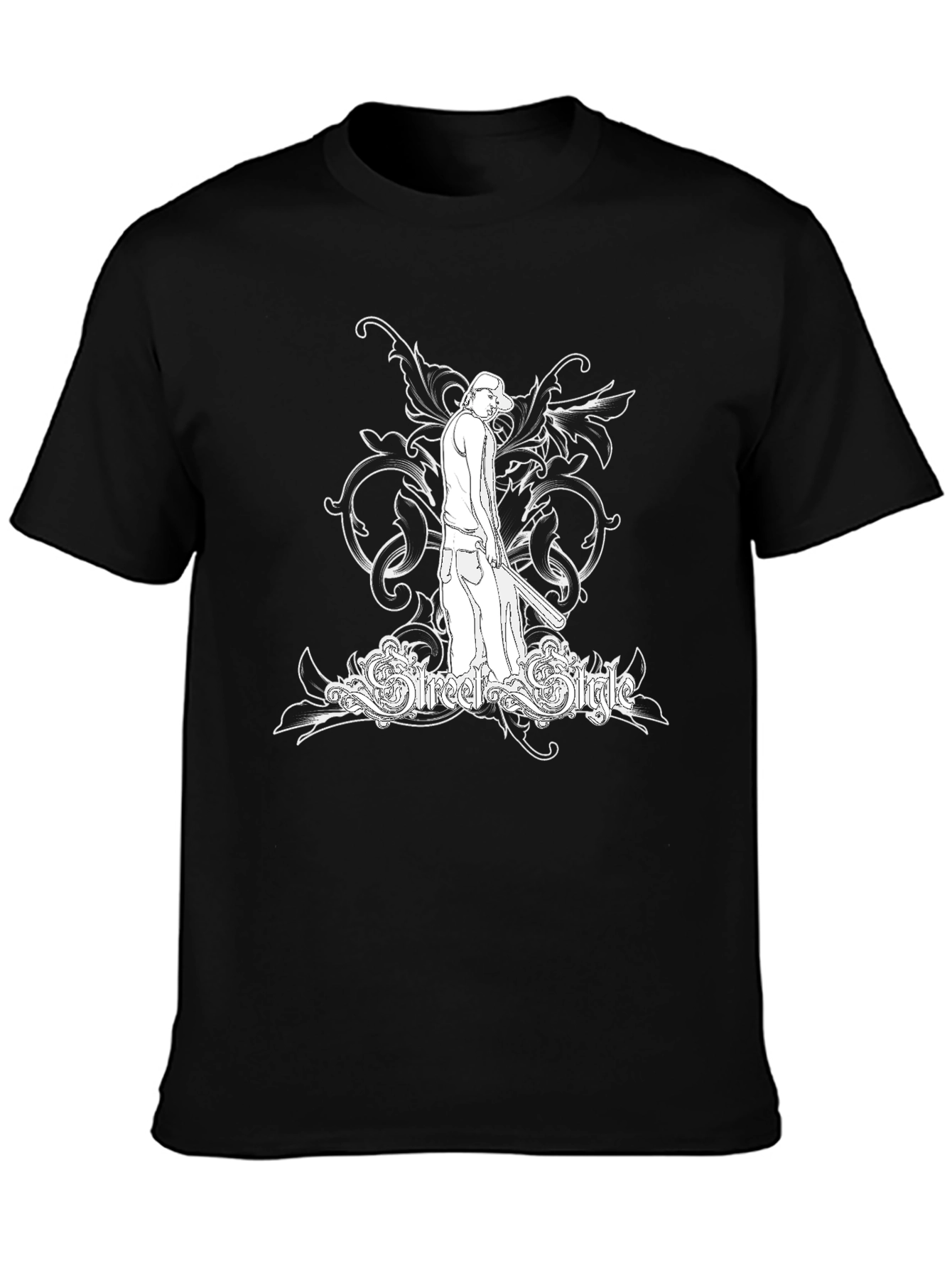 Street Style Graphic Tee - Black Cotton T-Shirt