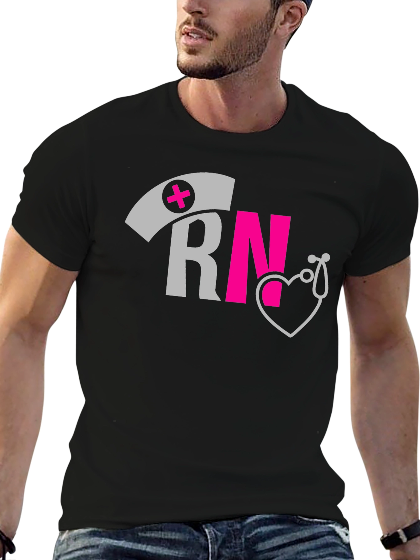 RN Graphic T-Shirt Nurse Love Stethoscope Design