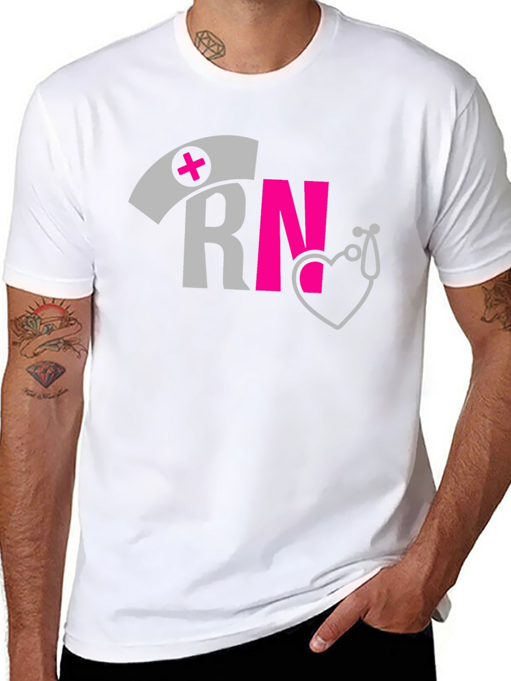 RN Graphic T-Shirt Nurse Love Stethoscope Design