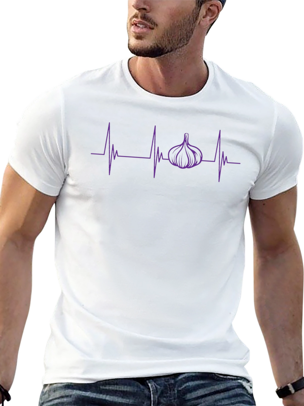 Garlic Heartbeat Graphic T-Shirt - Black