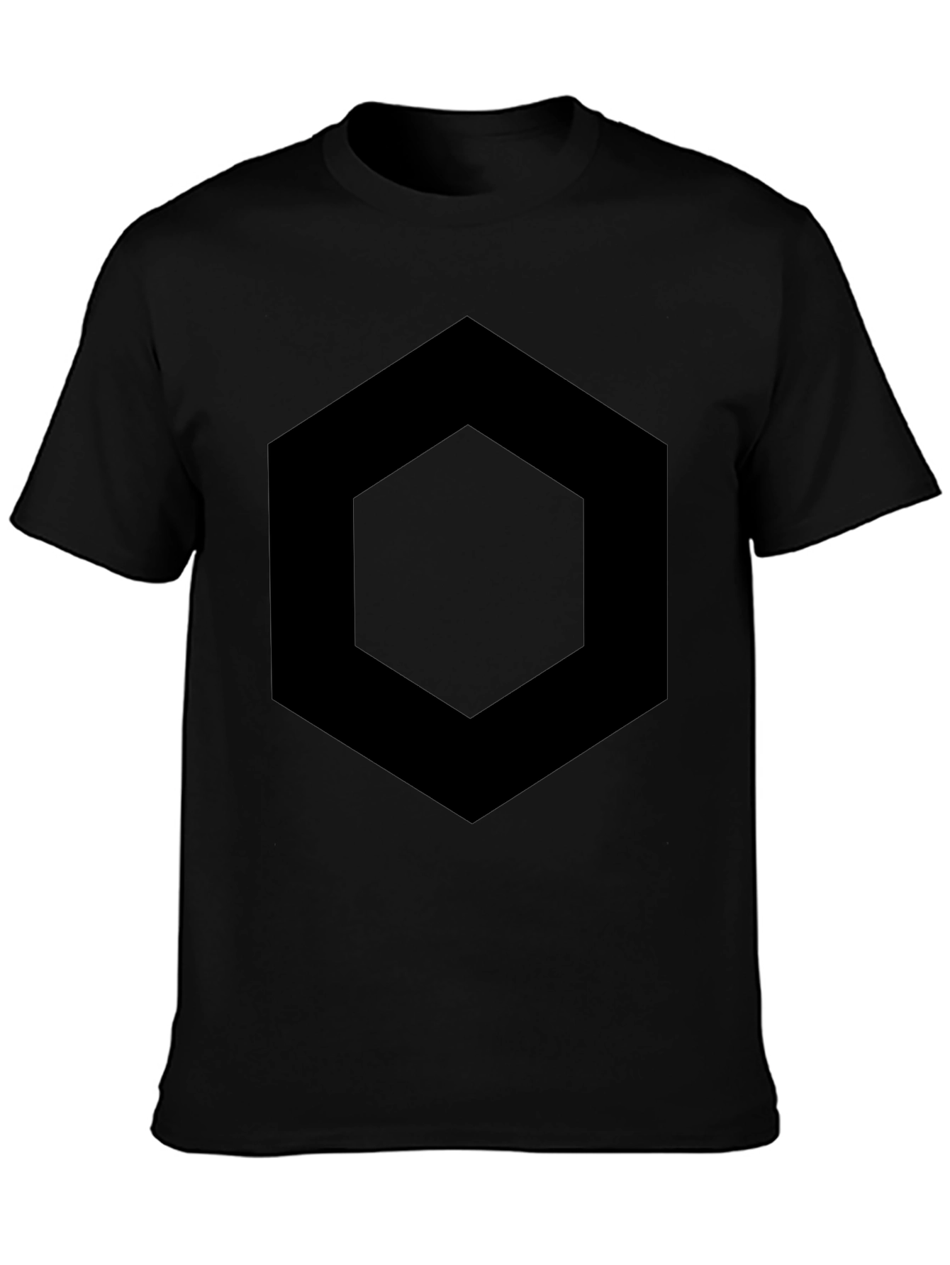 Black Hexagon Graphic Tee - Modern Minimalist Design