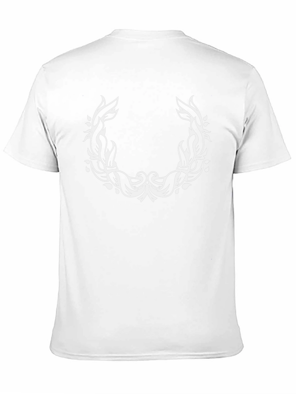 Black T-Shirt with White Laurel Wreath Design