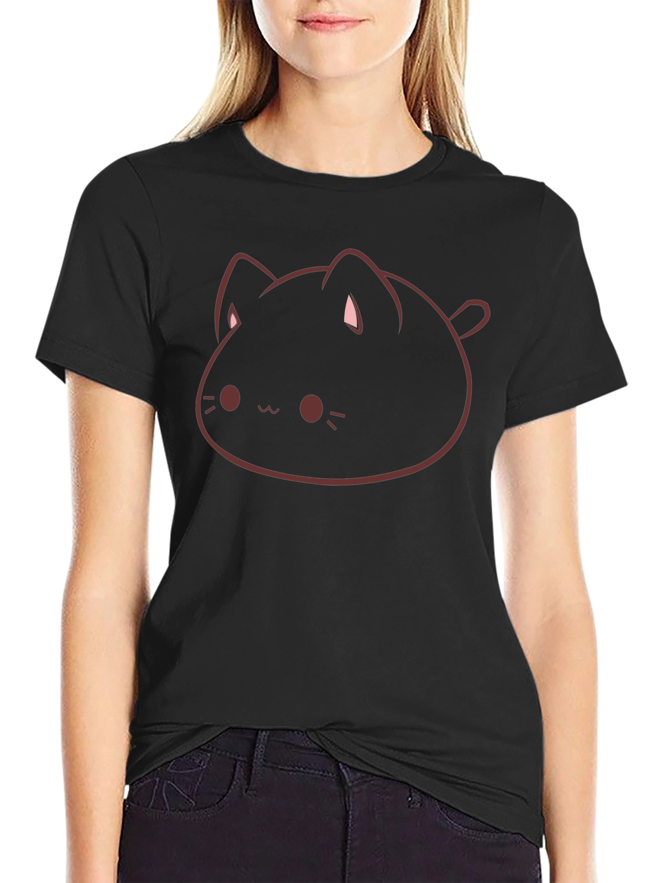 Cute Cat Graphic Black T-Shirt - Mens Style