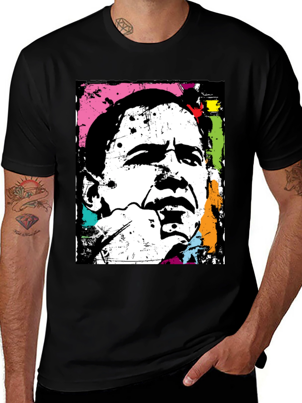 Obama Pop Art Black T-Shirt