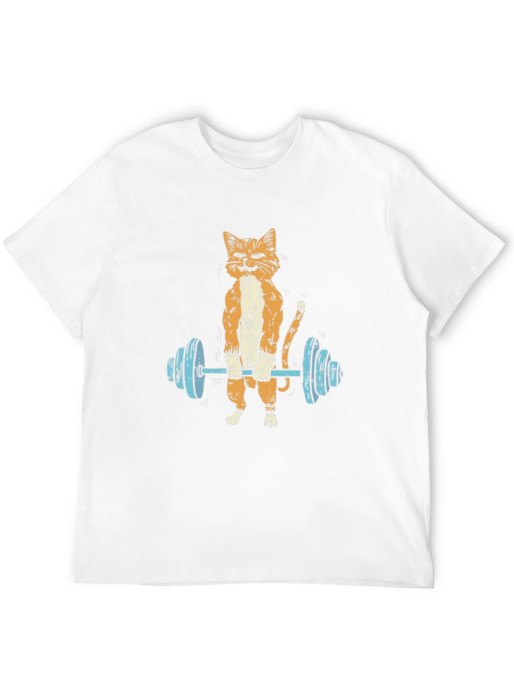 Funny Cat Lifting Barbell T-Shirt